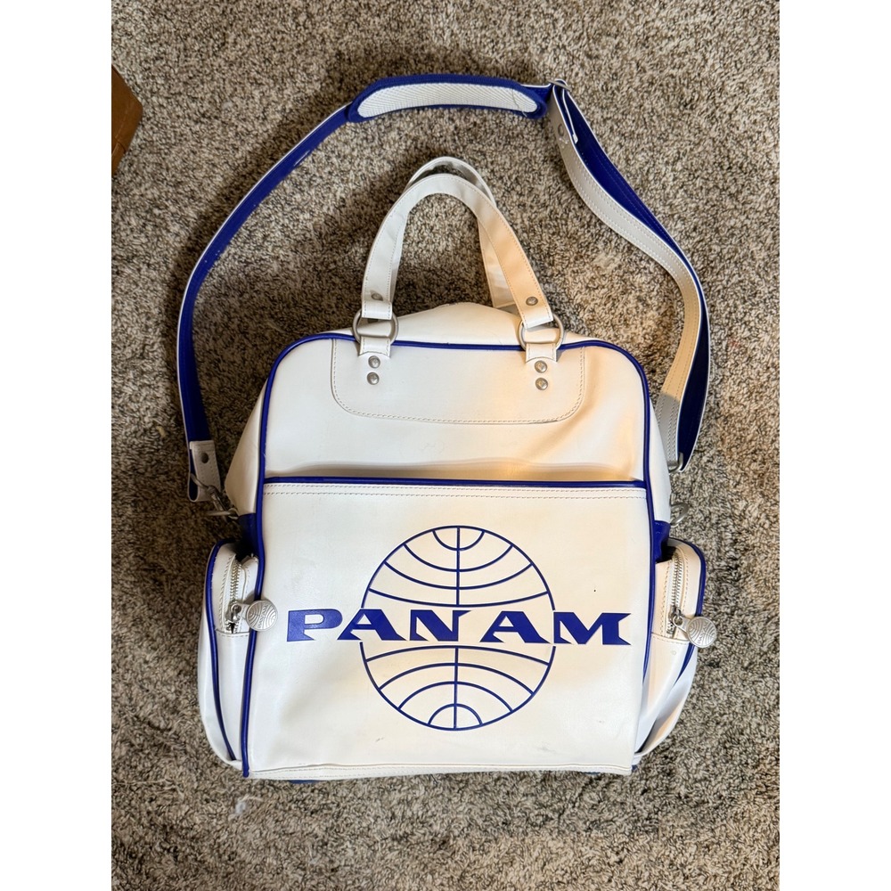 Rare Pan Am Vintage Style Flight Bag White Blue Retro Aviation Travel Bag
